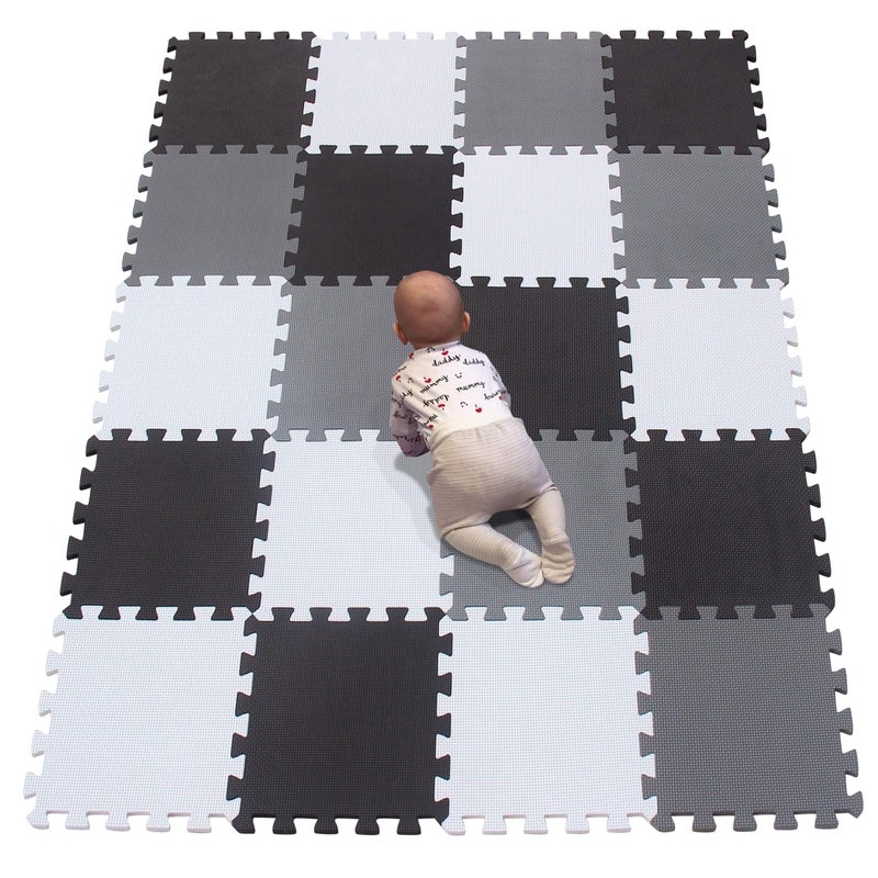 YIMINYUERÂ® 20 Tiles (30cmÃ—30cmÃ—1cm Each Tile) Baby Soft Puzzle Play Mats, Kids Thick EVA Foam Floor, Toddlers & Children's Soft Interlocking Mat R01R04R12G301020 - Image 1